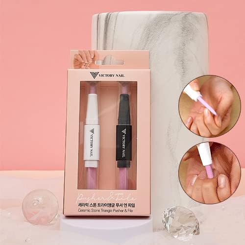 VICTORY NAIL – Victory Ceramic Stone Triangle Pusher & File (White, Black) - Kbeauty Canada