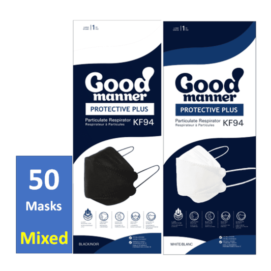 Good Manner KF94 Mask Adult (50 Mix= 25 White/25 Black) Good Manner