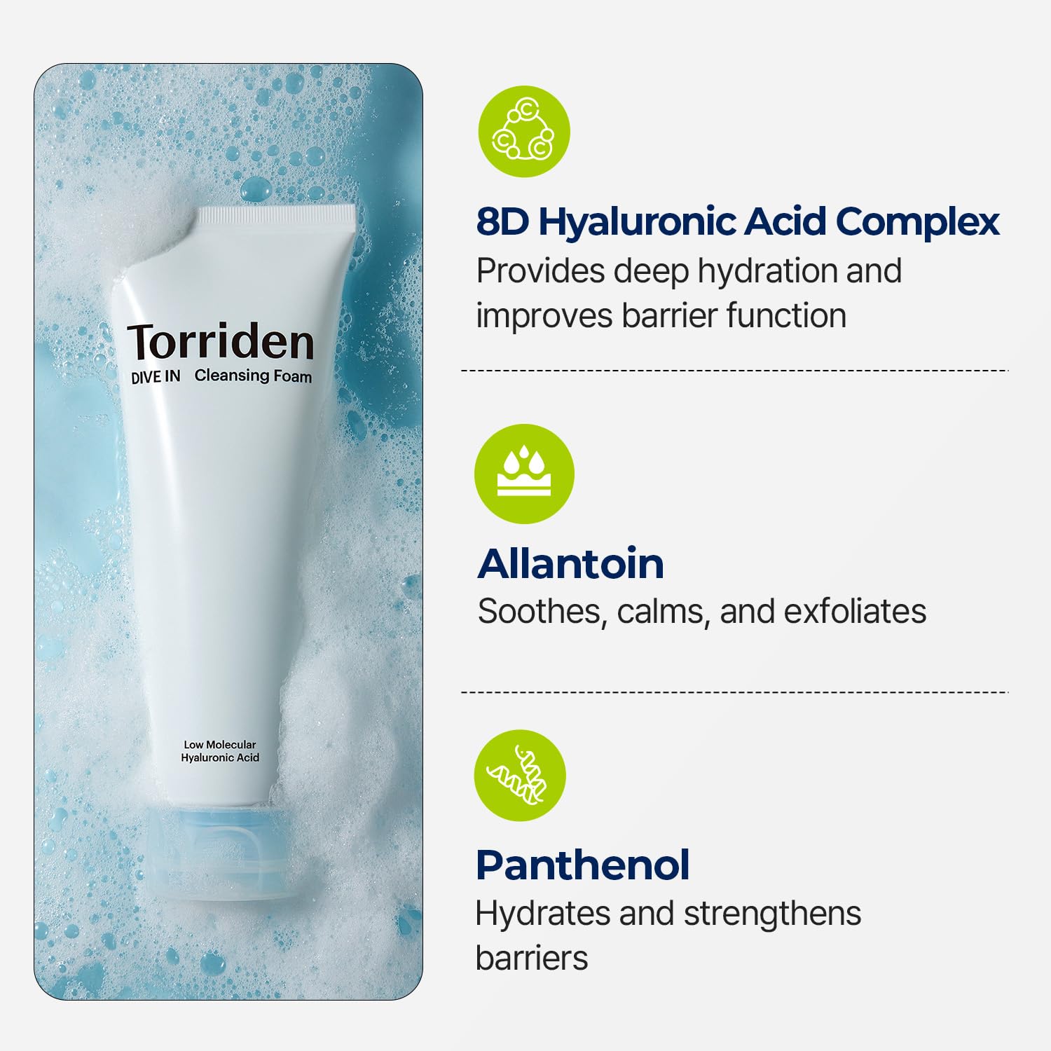 TORRIDEN Dive In Low Molecular Hyaluronic Acid Cleansing Foam - Kbeauty Canada