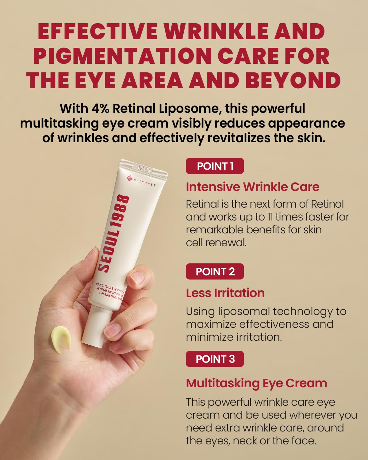 KSECRET Seoul 1988 Eye Cream: Retinal Liposome 4% + Fermented Bean 30mL