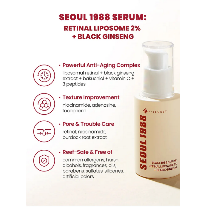KSECRET Seoul 1988 Serum: Retinal Liposome 2% + Black Ginseng 30mL
