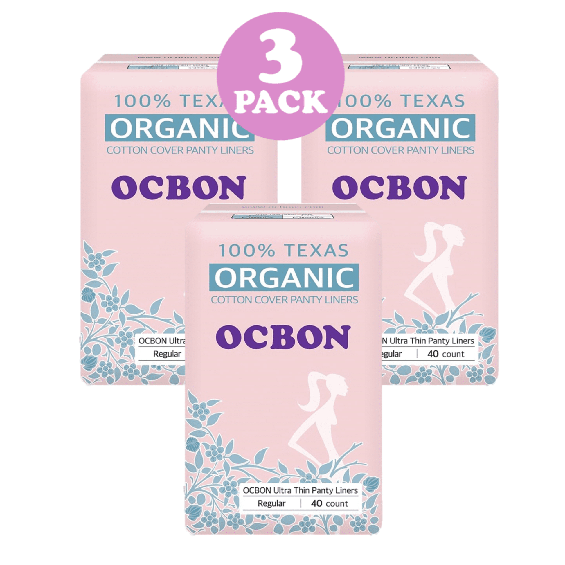 OCBON Ultra Thin Sanitary Pantyliners 3-Pack (Regular, 15.5cm, 120 Counts) - Kbeauty Canada