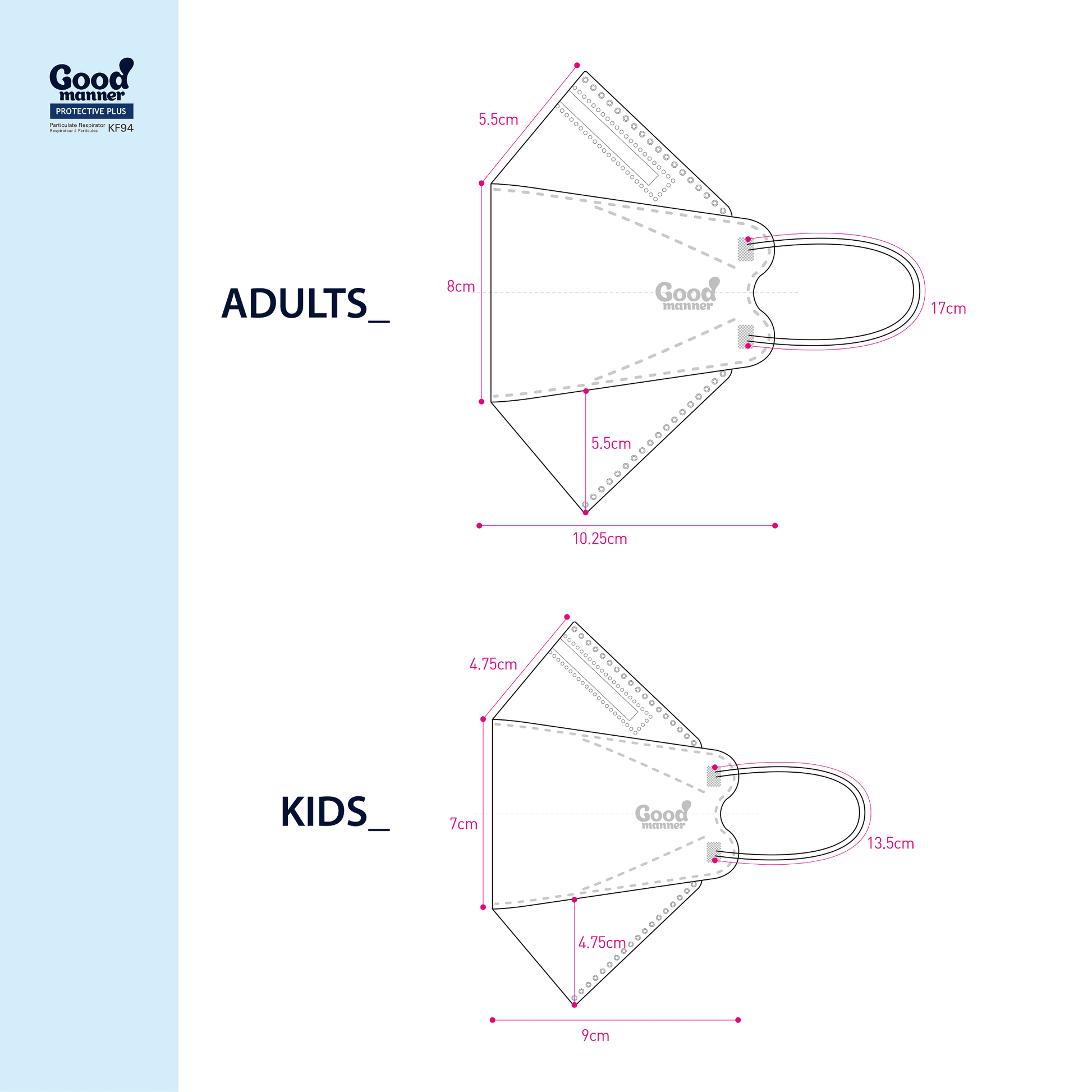 Good Manner KF94 Masks Kids (age 5 to 12) 100 Masks Good Manner