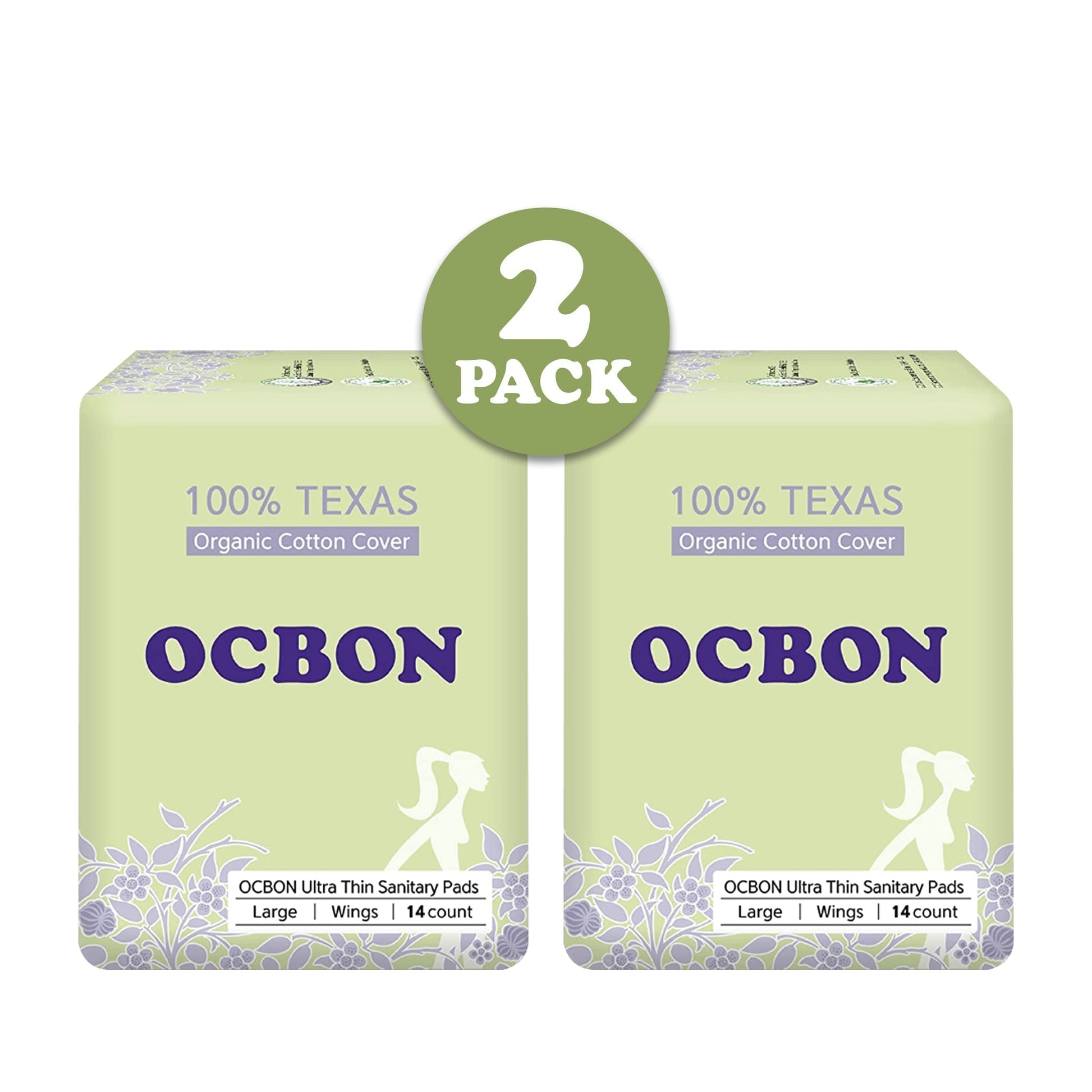 OCBON Ultra Thin Sanitary Pads 2-Pack  (Large, 28cm, 28 Counts) - Kbeauty Canada