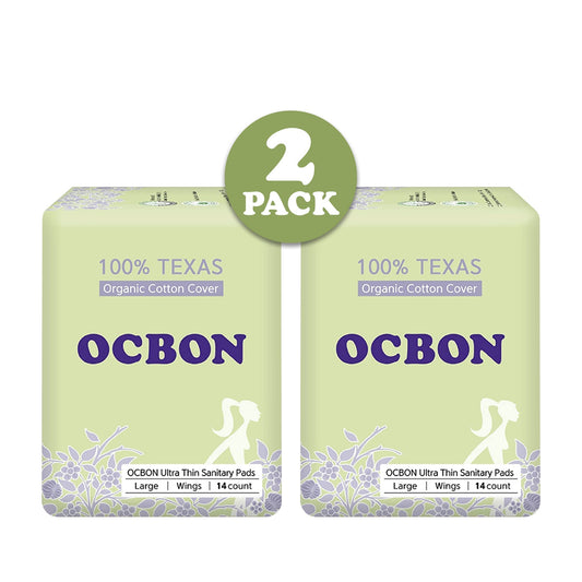 OCBON Ultra Thin Sanitary Pads 2-Pack  (Large, 28cm, 28 Counts) - Kbeauty Canada