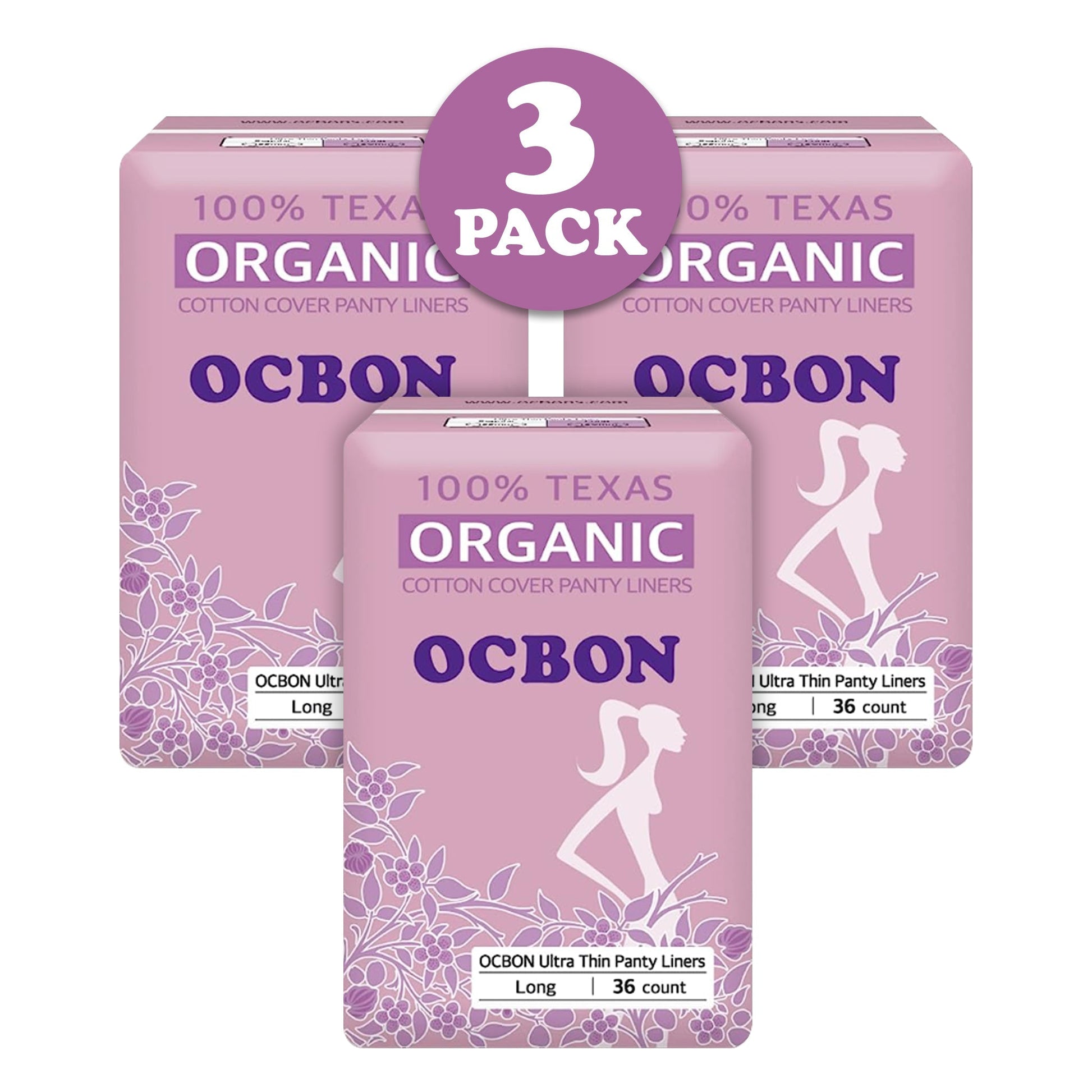 OCBON Ultra Thin Sanitary Pantyliners 3-Pack (Long, 18 cm, 108 Counts) - Kbeauty Canada