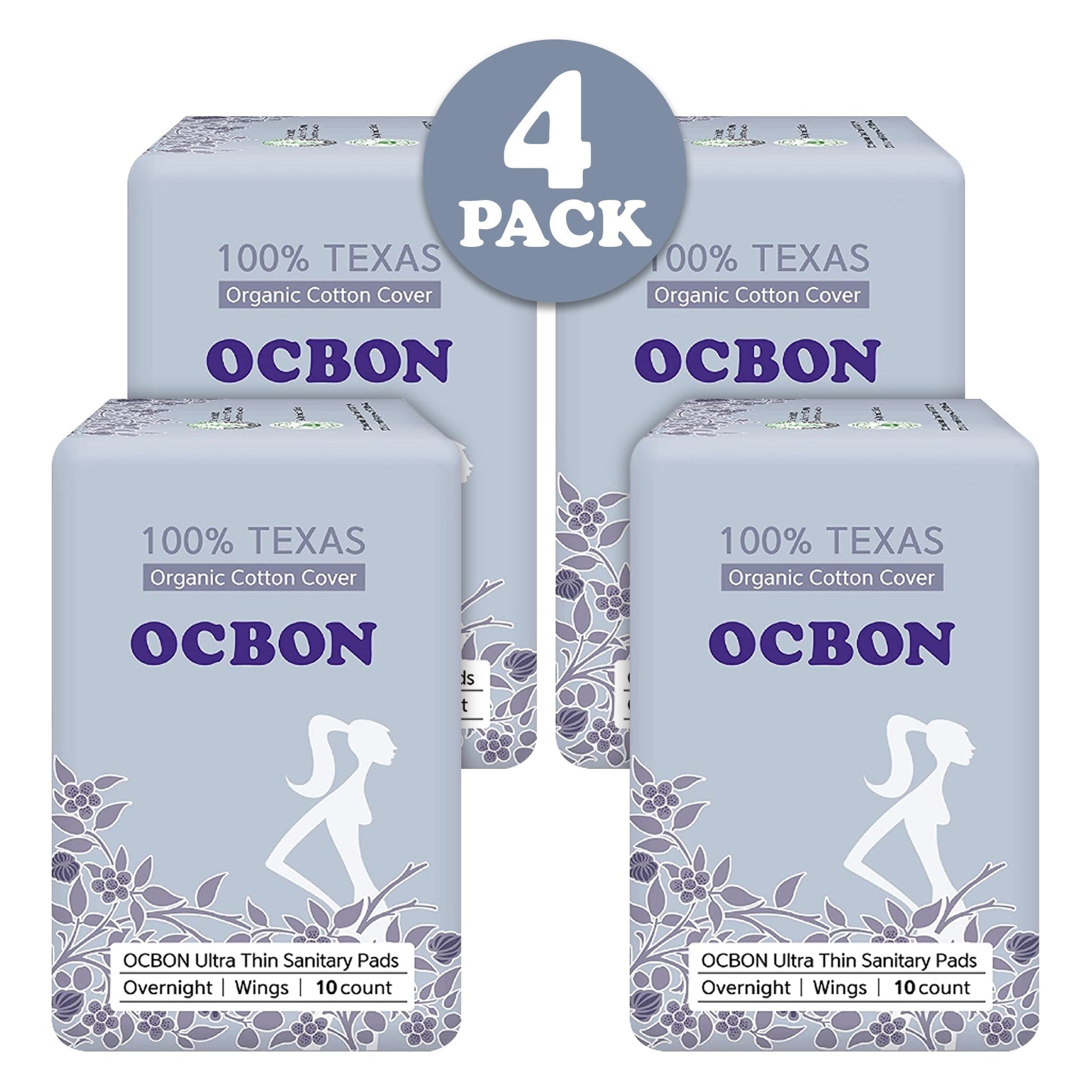 OCBON Ultra Thin Sanitary Pads 4-Pack (Overnight, 35cm, 40 Counts) - Kbeauty Canada